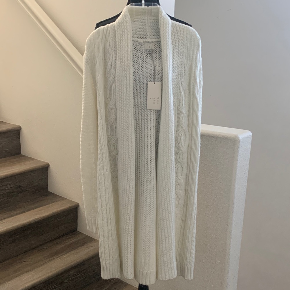 a new day Women's White Cable Knit Cardigan